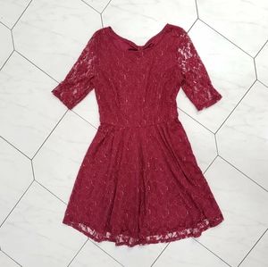 Burgundy Gold Lace Dress Size Small
